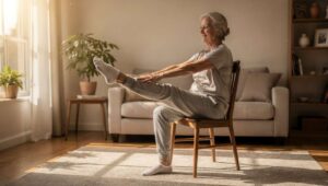 Bez siłowni i bez maty: te 6 ćwiczeń z krzesłem wystarczy, by wzmocnić nogi po 60-tce