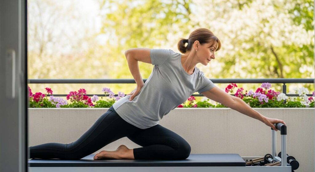 Pilates na wiosnę 2026: fizjoterapeutka podaje 4 ćwiczenia na balkon dla osób z bólem pleców